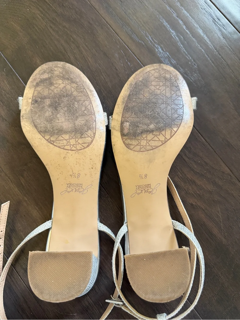 Jewel Badgley Mischka Silver Glitter Strappy Ankle-Tie Sandals